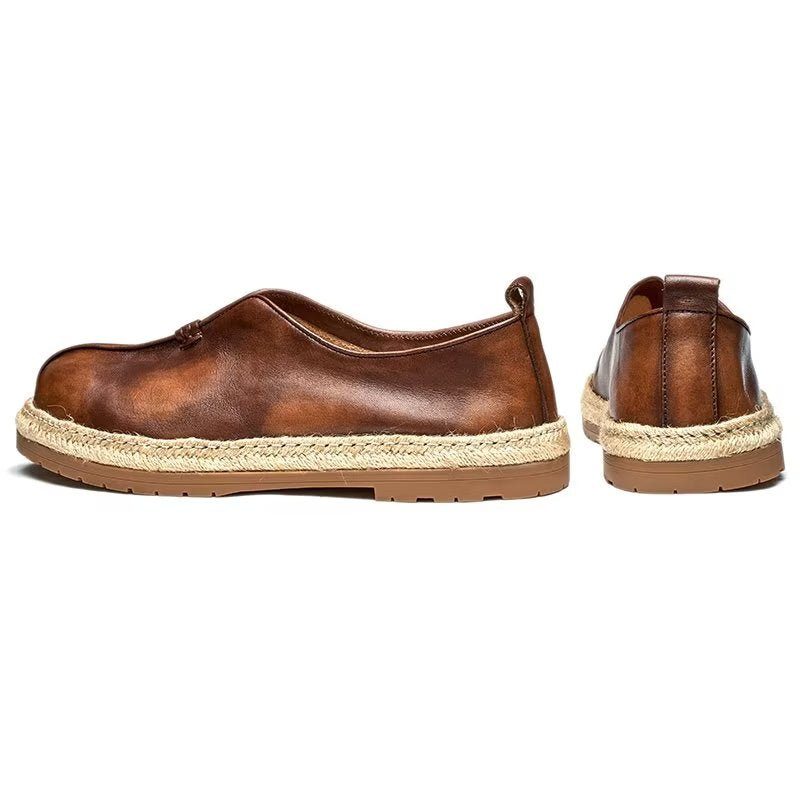 Loafers Til Mænd Chic Cowhide Slip-on - Kaffe