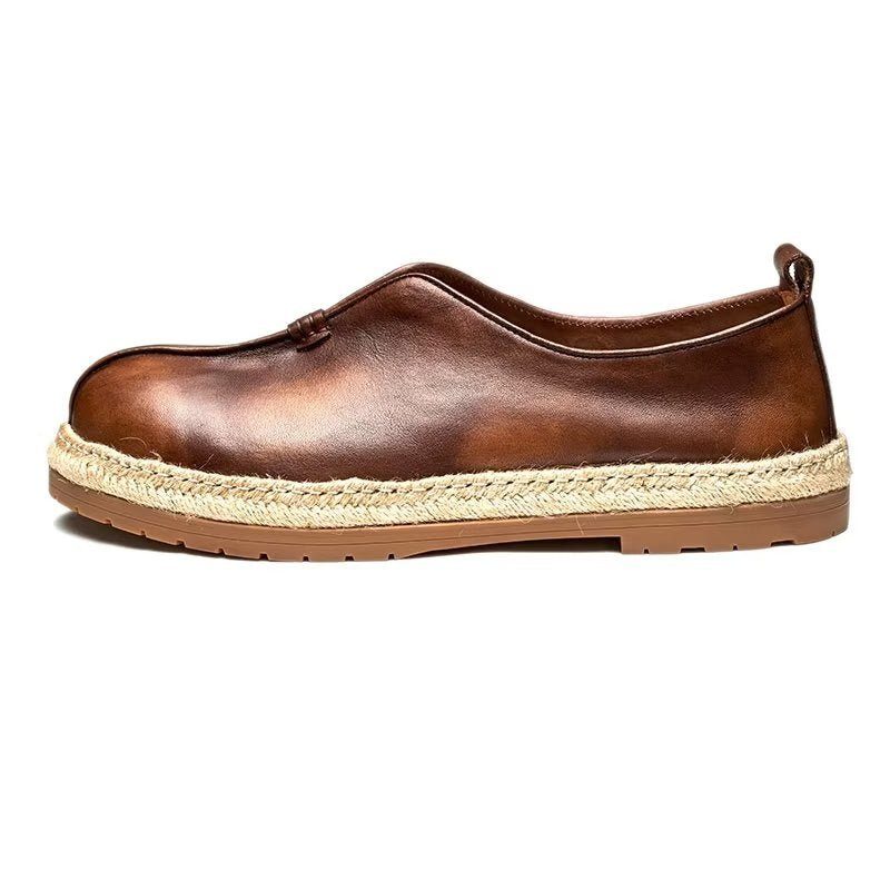 Loafers Til Mænd Chic Cowhide Slip-on - Kaffe