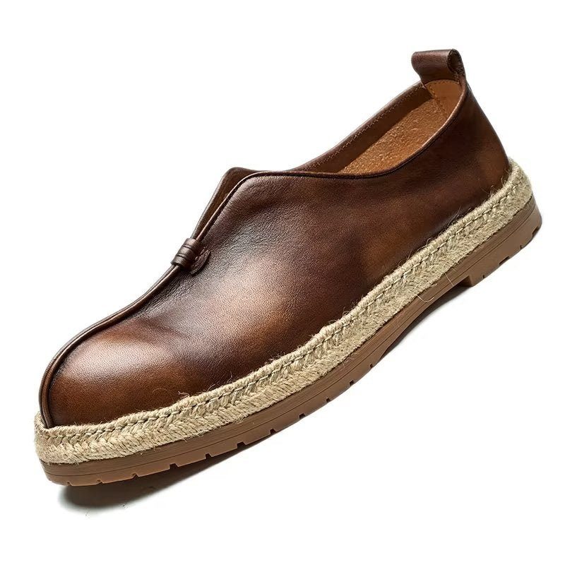 Loafers Til Mænd Chic Cowhide Slip-on - Kaffe