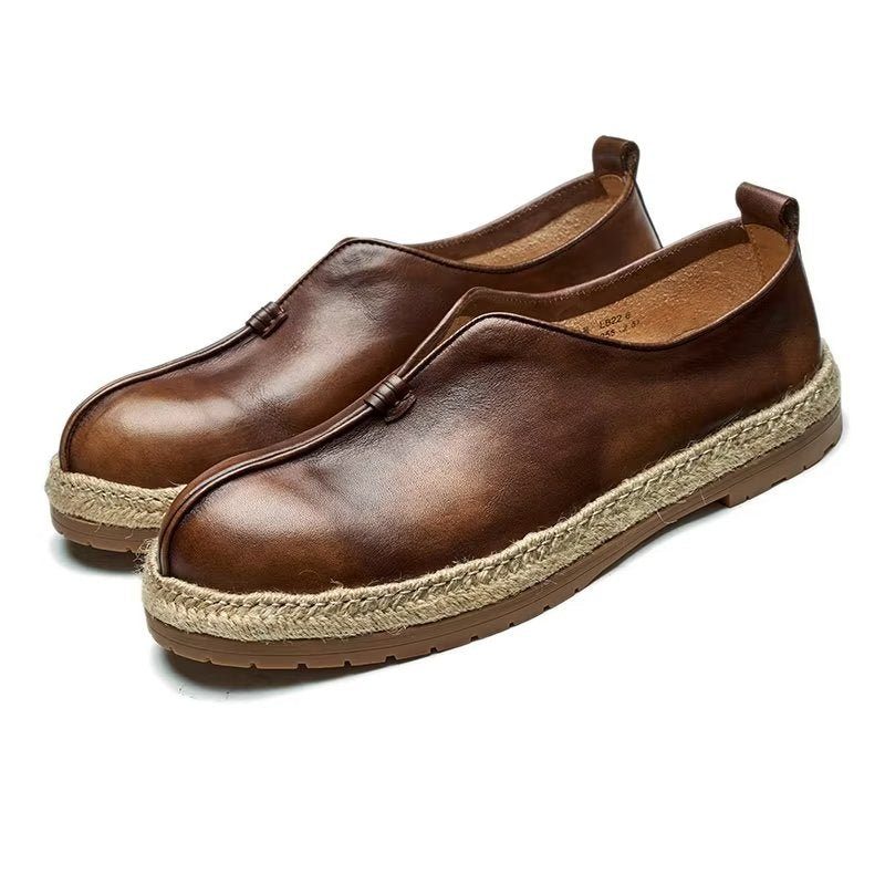 Loafers Til Mænd Chic Cowhide Slip-on - Kaffe