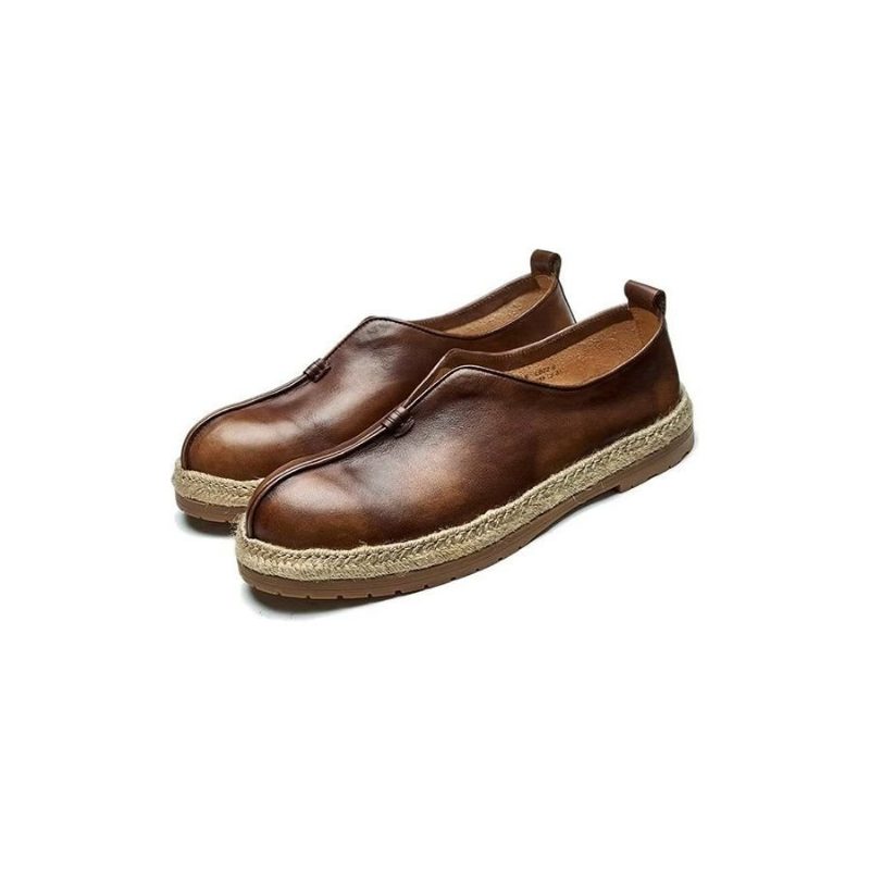 Loafers Til Mænd Chic Cowhide Slip-on - Kaffe