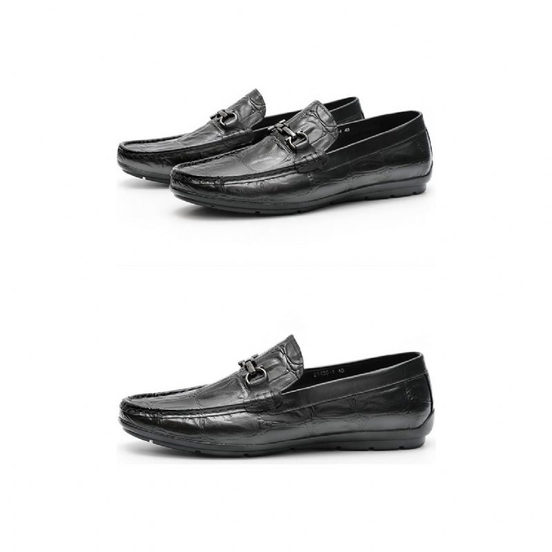 Loafers Til Mænd Chic Croctex Læder Slip-on Derby - Sort