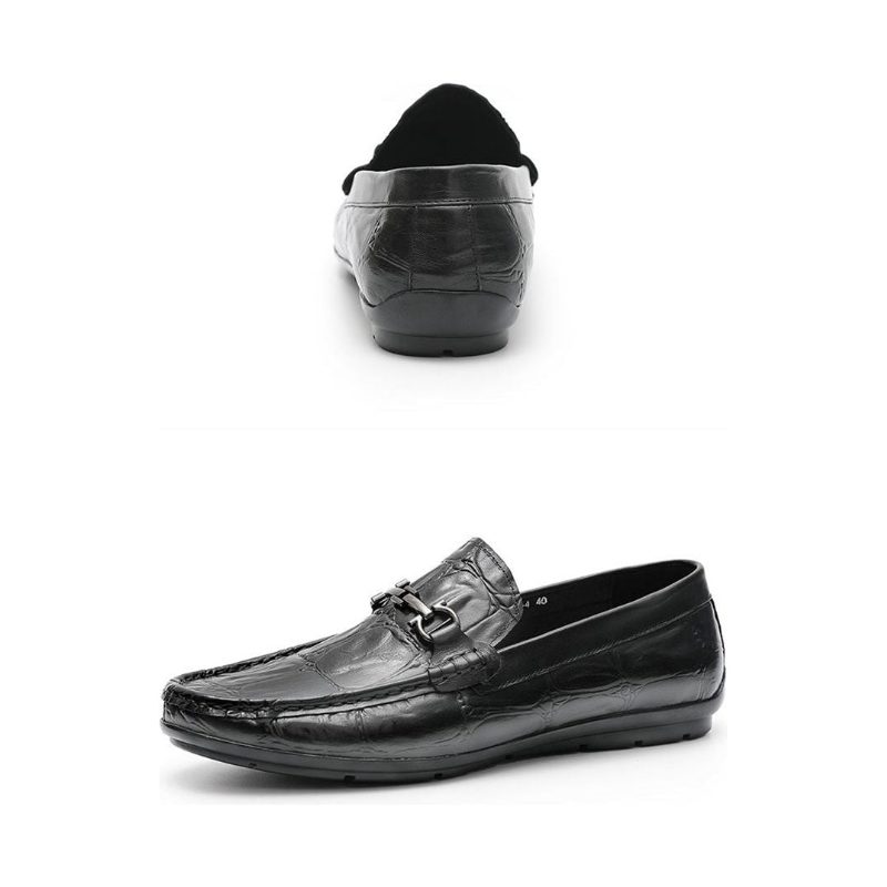 Loafers Til Mænd Chic Croctex Læder Slip-on Derby - Sort