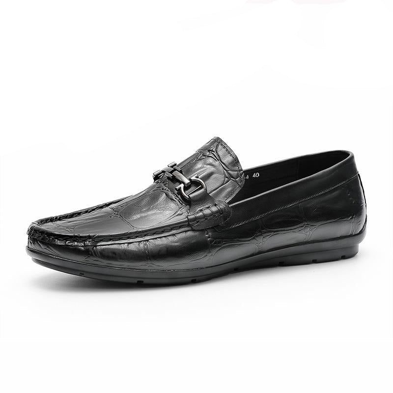 Loafers Til Mænd Chic Croctex Læder Slip-on Derby - Sort