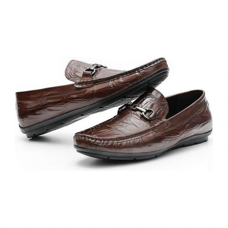 Loafers Til Mænd Chic Croctex Læder Slip-on Derby - Kaffe