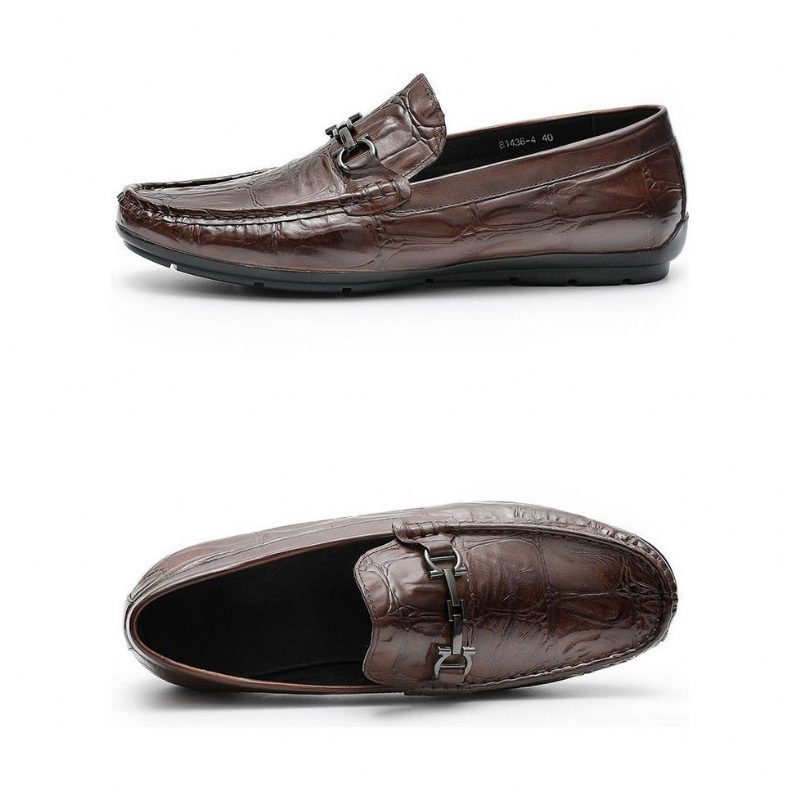 Loafers Til Mænd Chic Croctex Læder Slip-on Derby - Kaffe