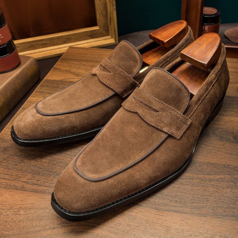 Loafers Til Mænd Chic Eksotisk Mønster Slip-on Brogue Sko - Kaffe