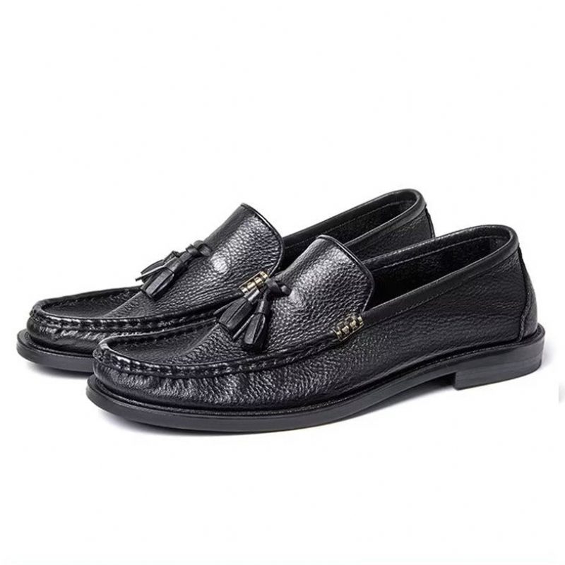 Loafers Til Mænd Chic Prægede Slip-on Tassel - Sort