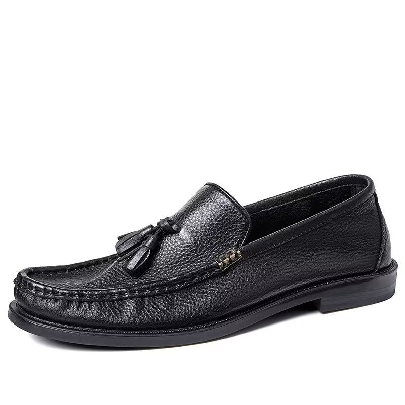 Loafers Til Mænd Chic Prægede Slip-on Tassel - Sort