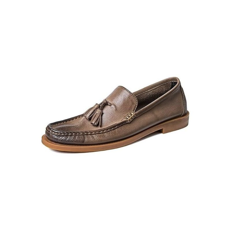 Loafers Til Mænd Chic Prægede Slip-on Tassel - Brun