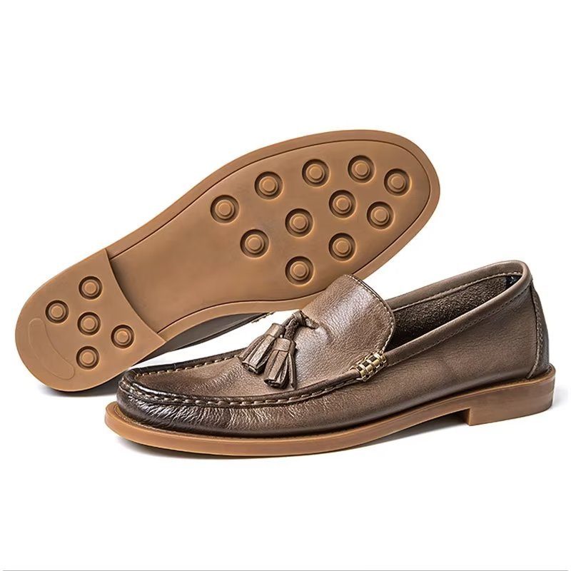 Loafers Til Mænd Chic Prægede Slip-on Tassel - Brun