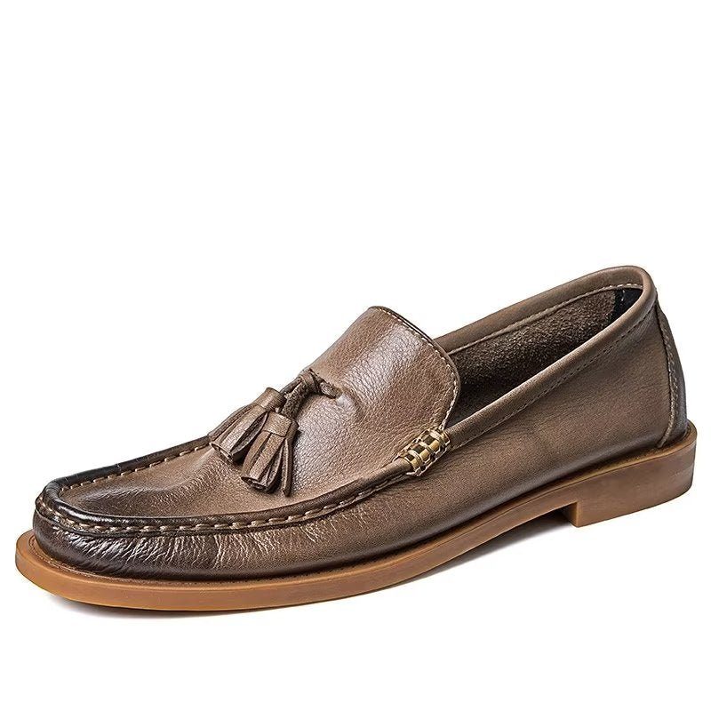 Loafers Til Mænd Chic Prægede Slip-on Tassel - Brun