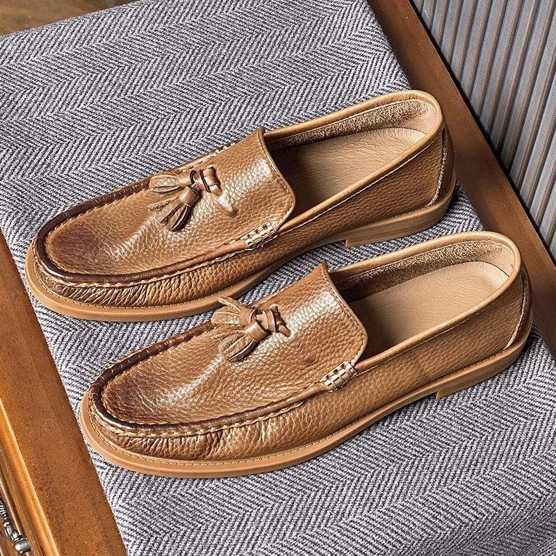 Loafers Til Mænd Chic Prægede Slip-on Tassel - Brun