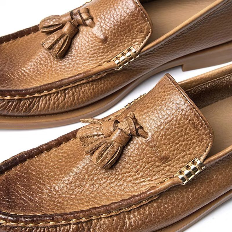 Loafers Til Mænd Chic Prægede Slip-on Tassel - Brun