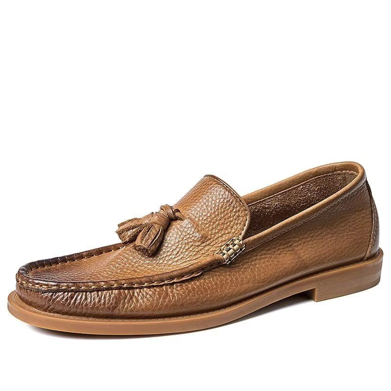 Loafers Til Mænd Chic Prægede Slip-on Tassel - Brun