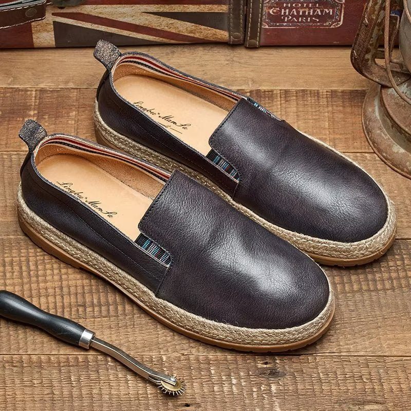 Loafers Til Mænd Cow Leather Slip-on - Sort