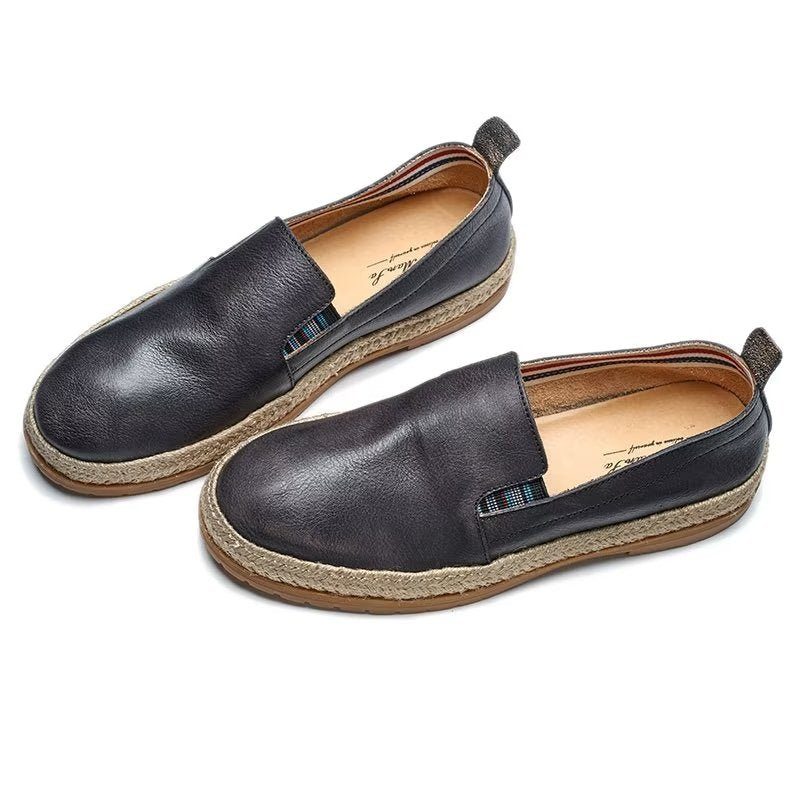 Loafers Til Mænd Cow Leather Slip-on - Sort