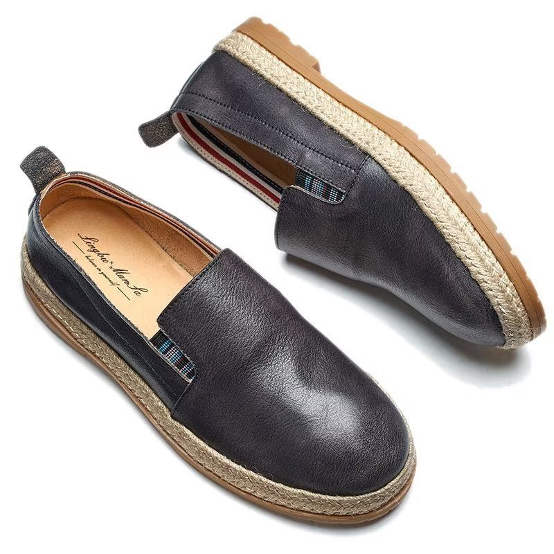 Loafers Til Mænd Cow Leather Slip-on - Sort