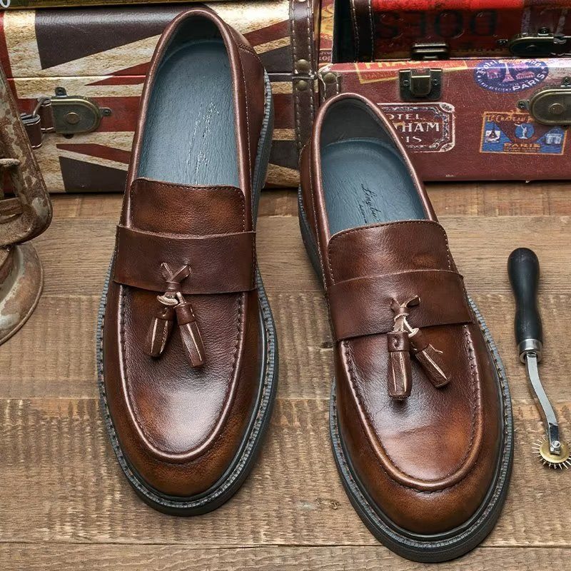 Loafers Til Mænd Cow Leather Slip On - Kaffe