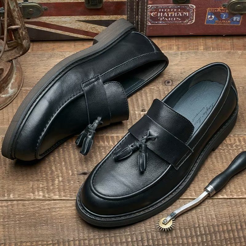 Loafers Til Mænd Cow Leather Slip On - Sort