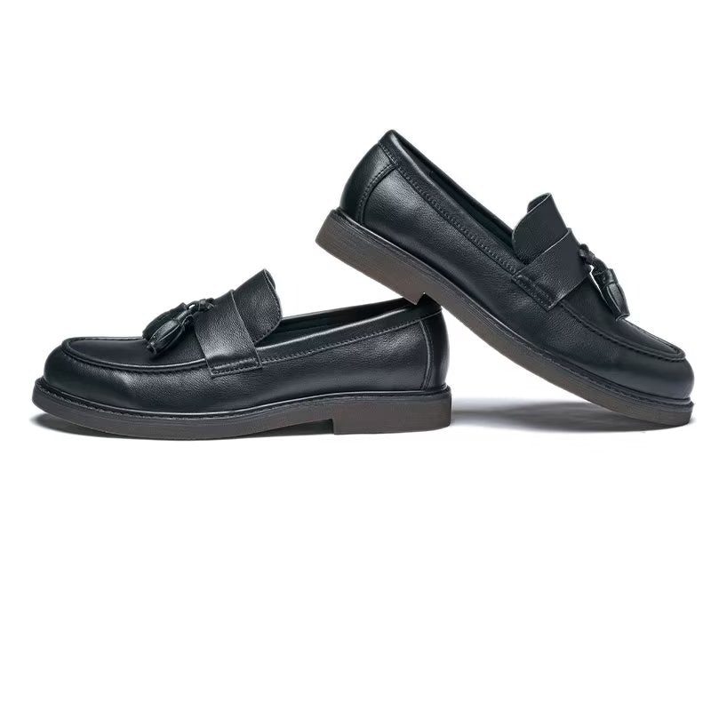 Loafers Til Mænd Cow Leather Slip On - Sort