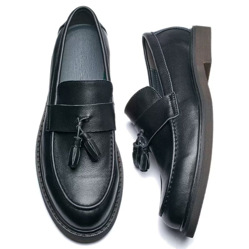 Loafers Til Mænd Cow Leather Slip On - Sort