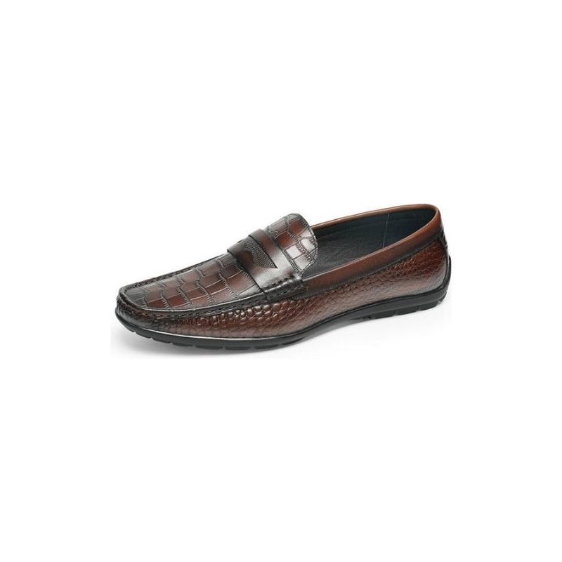 Loafers Til Mænd Croc Effect Slip-on Loafer Dress Sko - Kaffe