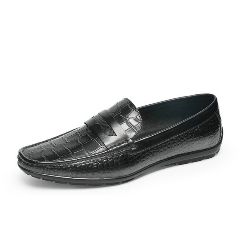 Loafers Til Mænd Croc Effect Slip-on Loafer Dress Sko - Sort