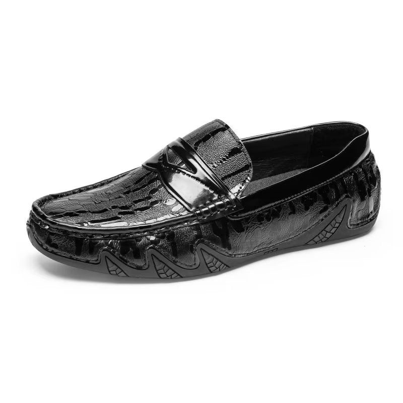 Loafers Til Mænd Croc-mønster Elegante Slip On - Sort