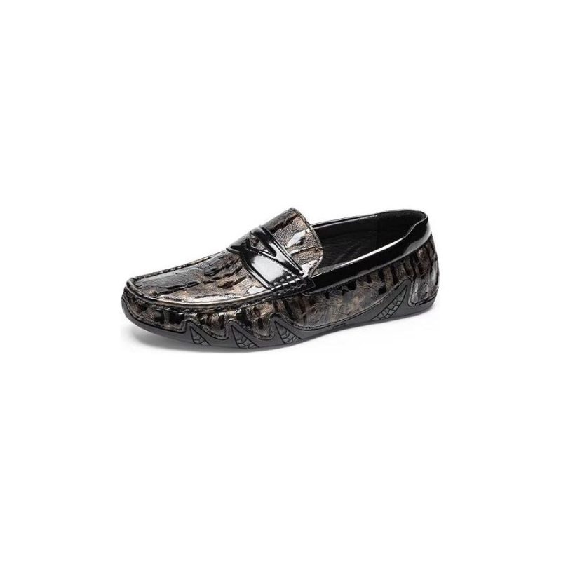 Loafers Til Mænd Croc-mønster Elegante Slip On - Kaffe