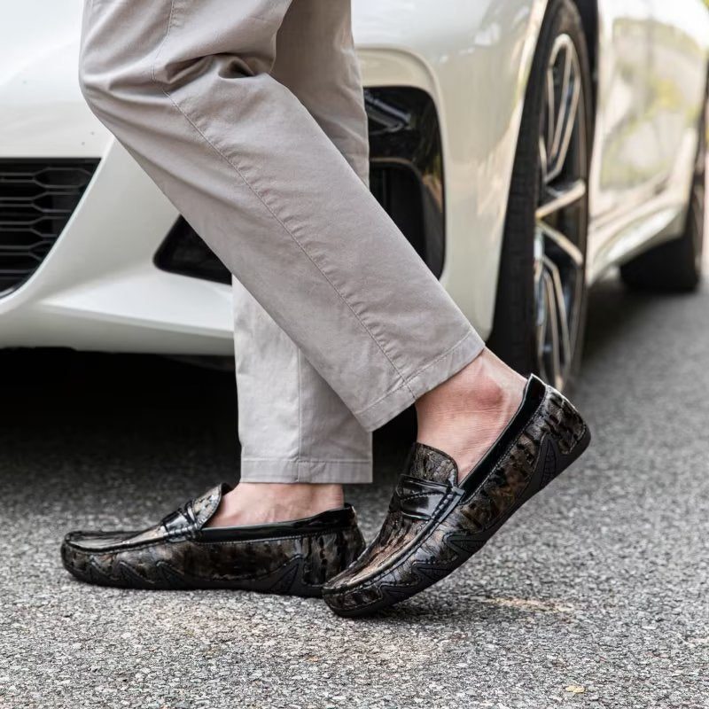 Loafers Til Mænd Croc-mønster Elegante Slip On - Kaffe