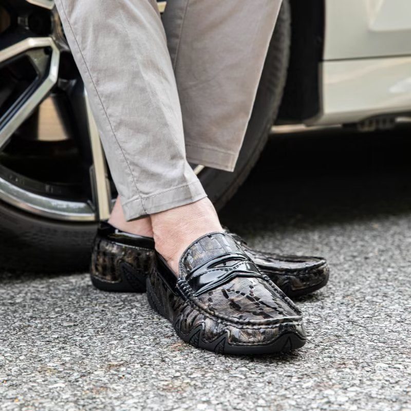 Loafers Til Mænd Croc-mønster Elegante Slip On - Kaffe