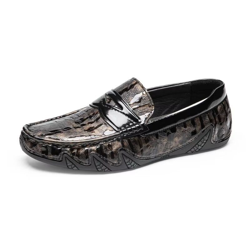 Loafers Til Mænd Croc-mønster Elegante Slip On - Kaffe