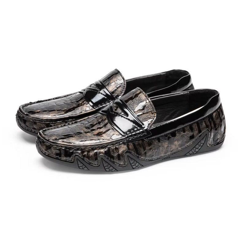 Loafers Til Mænd Croc-mønster Elegante Slip On - Kaffe