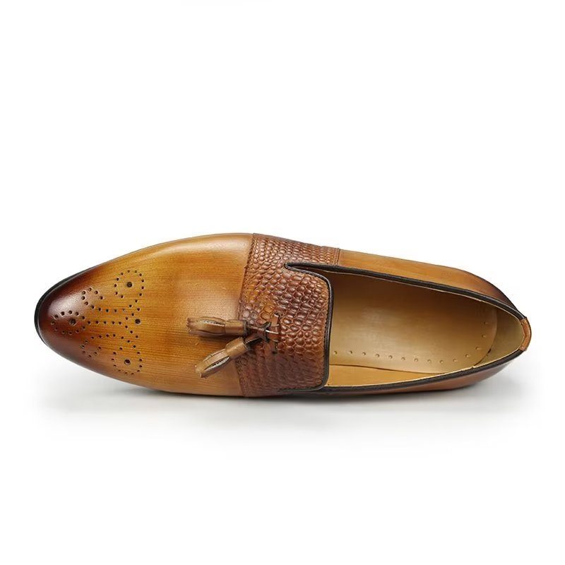 Loafers Til Mænd Croc-mønster Luksus Slip On - Brun