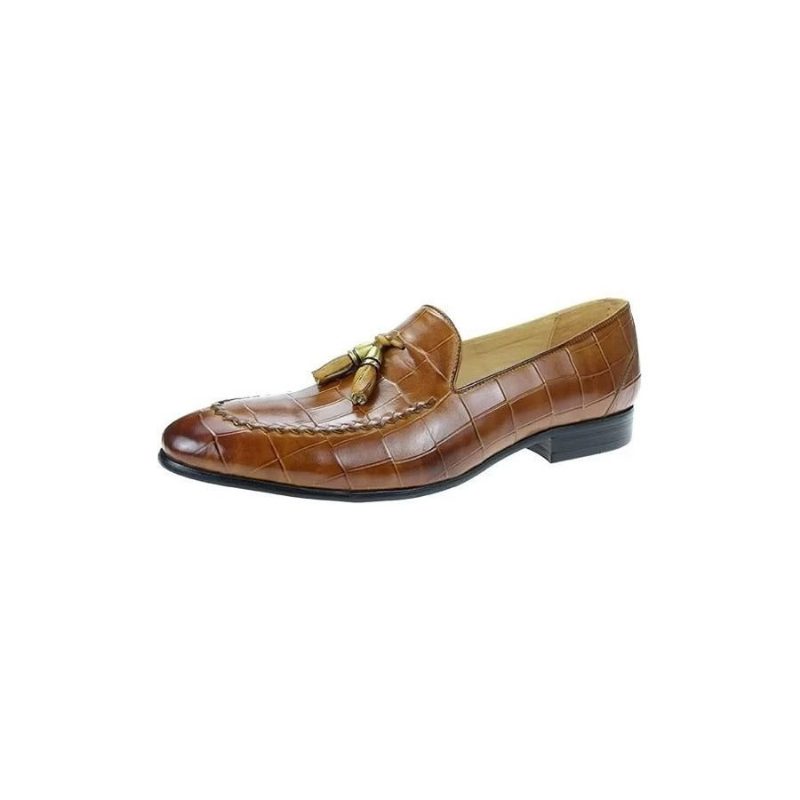 Loafers Til Mænd Croc-mønster Modish Slip On - Brun