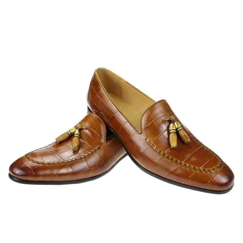 Loafers Til Mænd Croc-mønster Modish Slip On - Brun