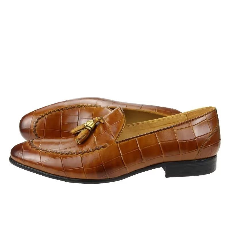 Loafers Til Mænd Croc-mønster Modish Slip On - Brun