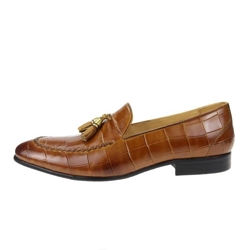 Loafers Til Mænd Croc-mønster Modish Slip On - Brun