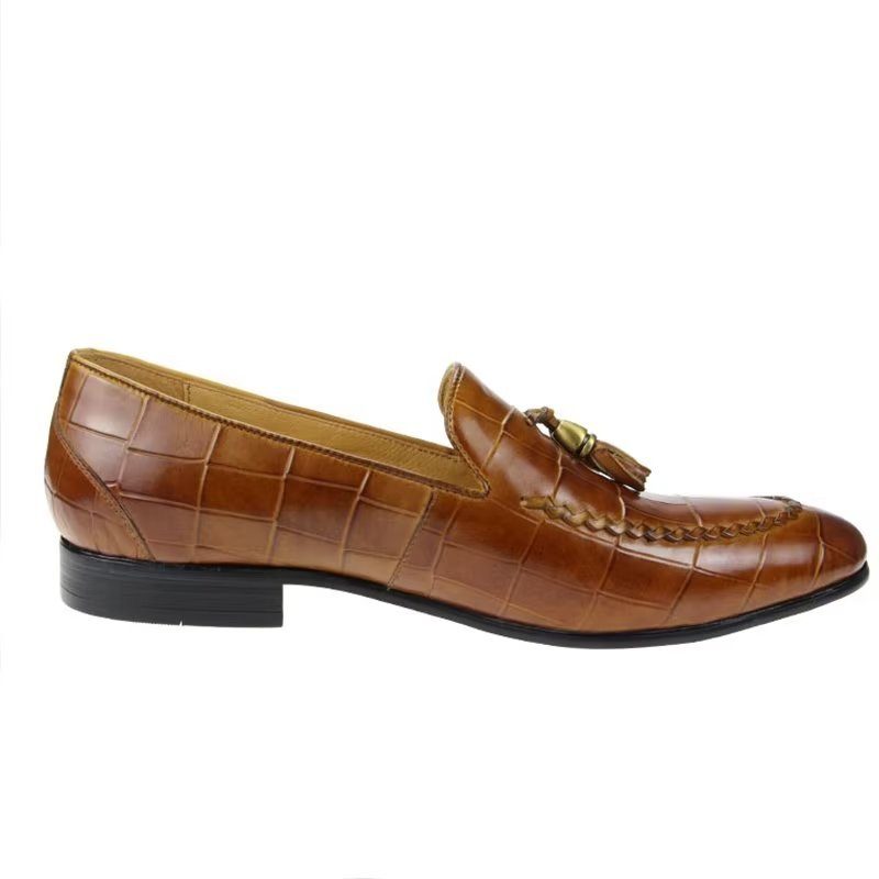 Loafers Til Mænd Croc-mønster Modish Slip On - Brun