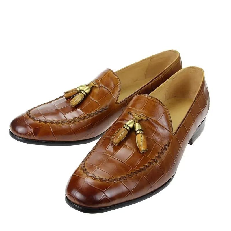 Loafers Til Mænd Croc-mønster Modish Slip On - Brun