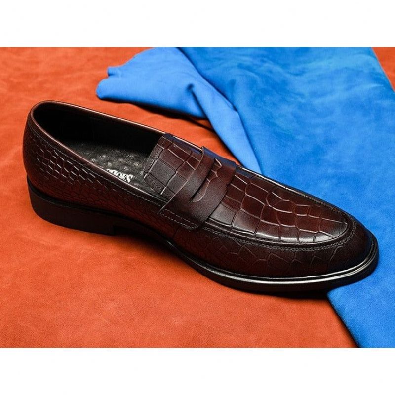 Loafers Til Mænd Eksotisk Læder Slip-on Brogue - Rød