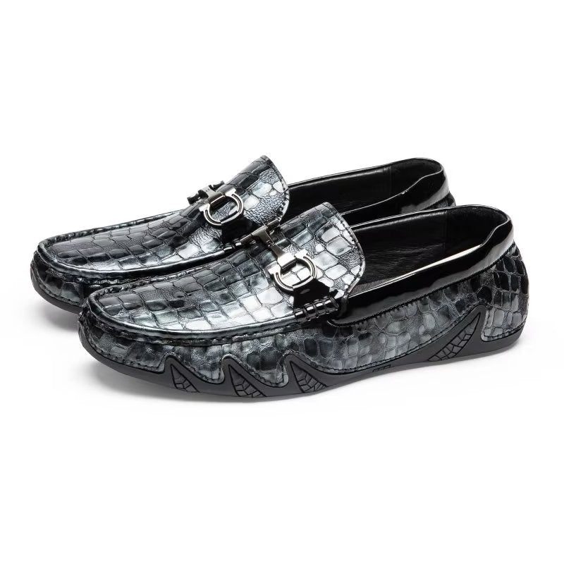 Loafers Til Mænd Eksotisk Metal Tå-slip-on-loafers - Sort