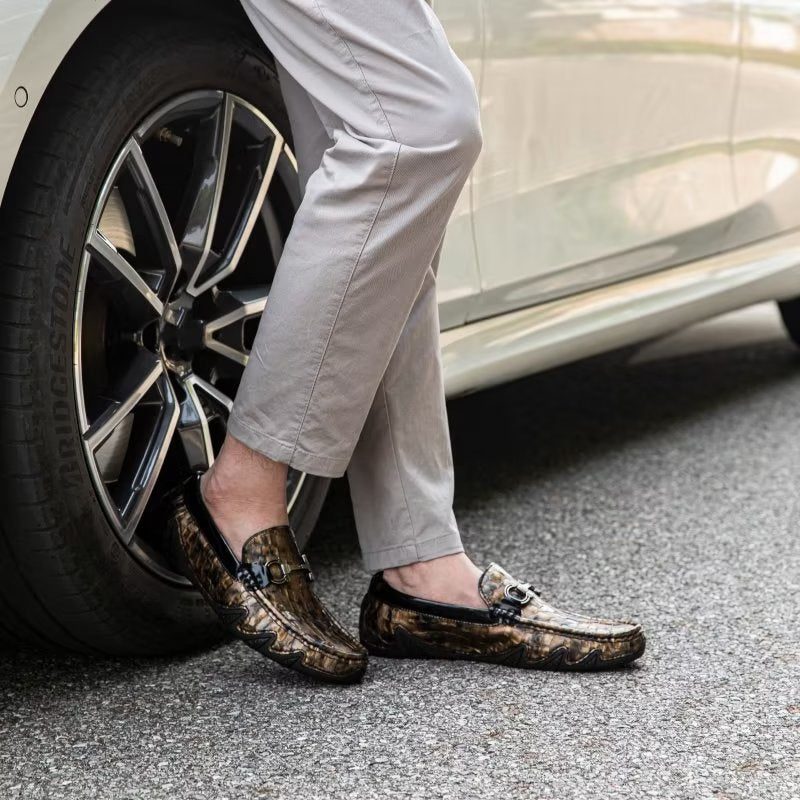 Loafers Til Mænd Eksotisk Metal Tå-slip-on-loafers - Guld