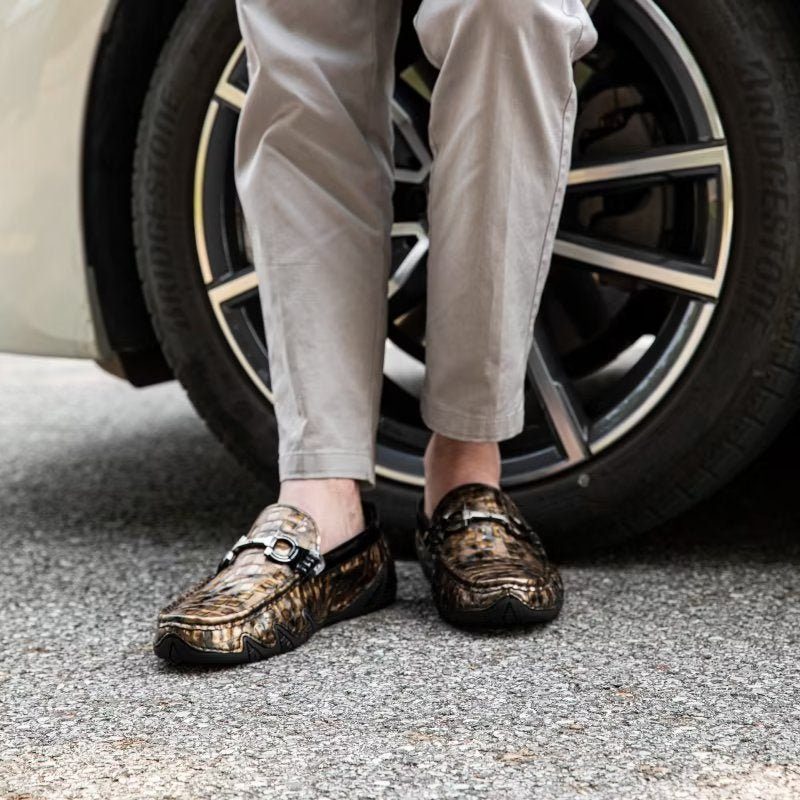 Loafers Til Mænd Eksotisk Metal Tå-slip-on-loafers - Guld