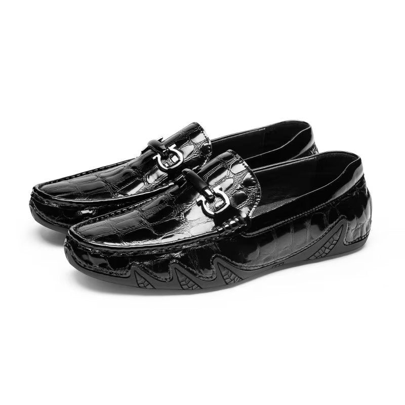 Loafers Til Mænd Eksotisk Metal Tå-slip-on-loafers - Sort