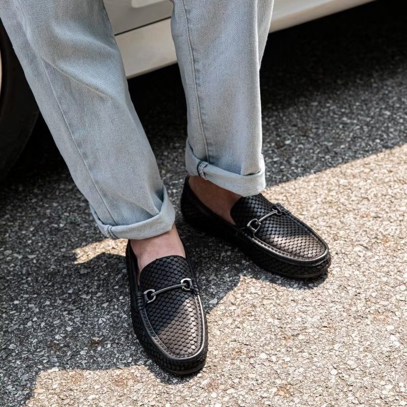 Loafers Til Mænd Eksotisk Metal Tå-slip-on-loafers - Sort