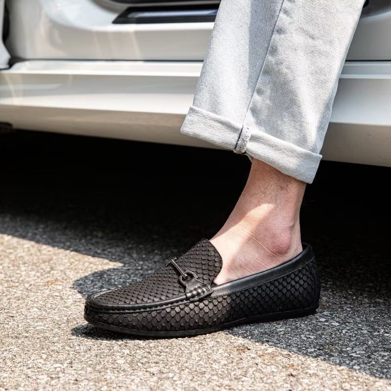 Loafers Til Mænd Eksotisk Metal Tå-slip-on-loafers - Sort