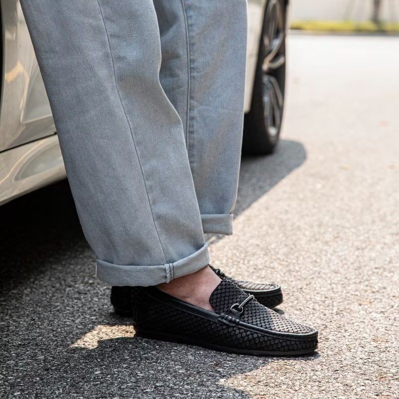 Loafers Til Mænd Eksotisk Metal Tå-slip-on-loafers - Sort