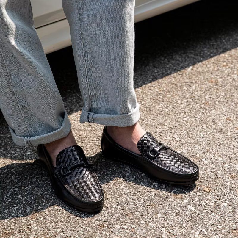 Loafers Til Mænd Eksotisk Metal Tå-slip-on-loafers - Sort